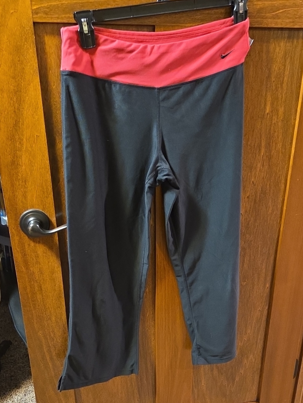 Nike Black Capri Leggings with Pink Waistband